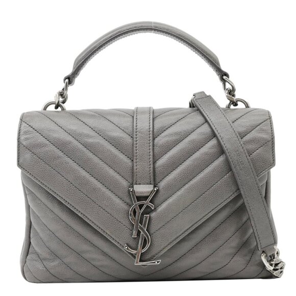 Yves Saint Laurent Monogram College Matelasse Chevron Leather Chain Shoulder Bag - Picture 1 of 13